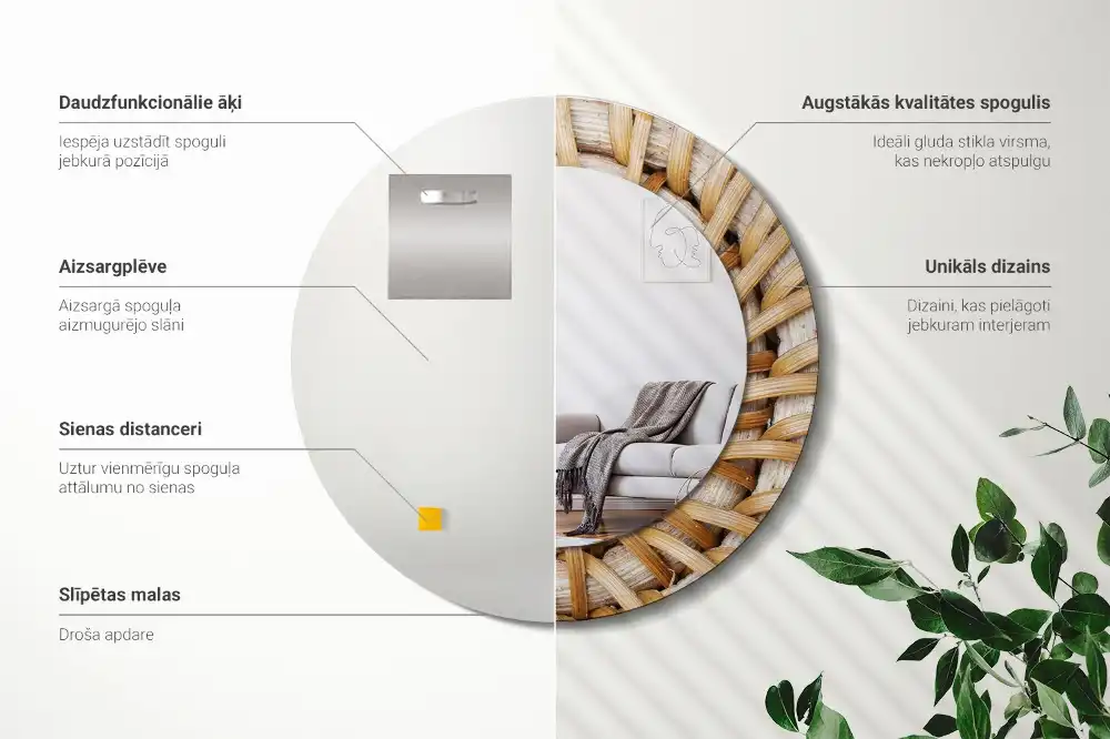 Okroglo okrasno ogledalo Pletenica