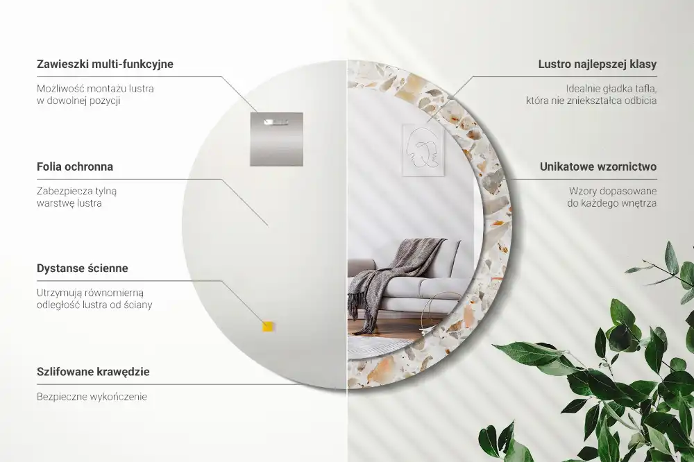 Okroglo stensko okrasno ogledalo Slog terrazza