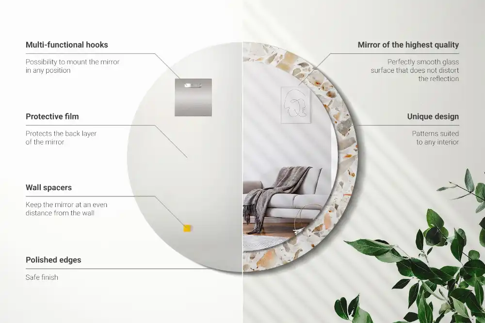 Okroglo stensko okrasno ogledalo Slog terrazza