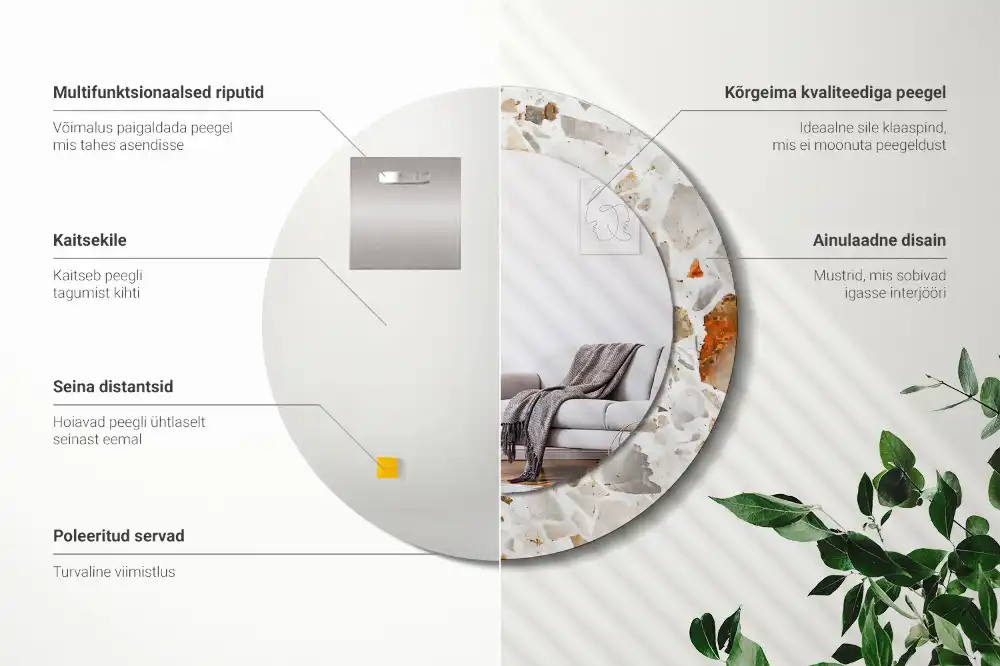 Okroglo stensko okrasno ogledalo Slog terrazza