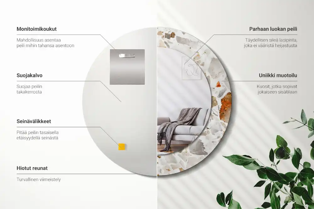 Okroglo stensko okrasno ogledalo Slog terrazza