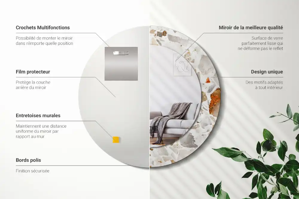 Okroglo stensko okrasno ogledalo Slog terrazza