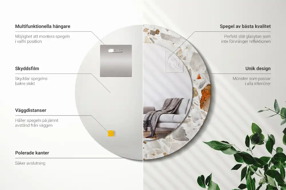 Okroglo stensko okrasno ogledalo Slog terrazza