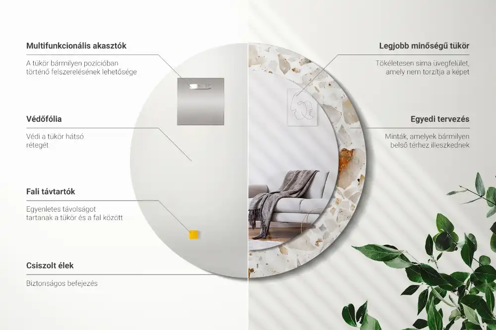 Okroglo stensko okrasno ogledalo Slog terrazza