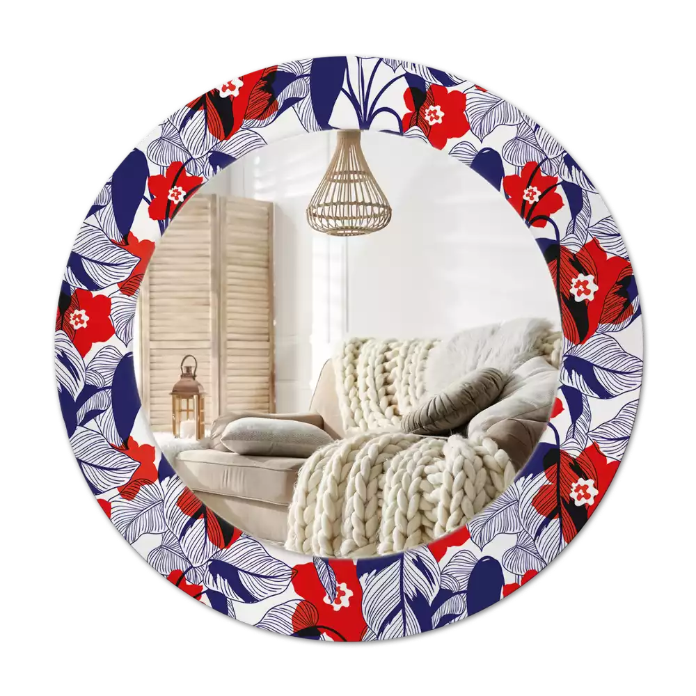 Tiskano okroglo ogledalo Filodendroni