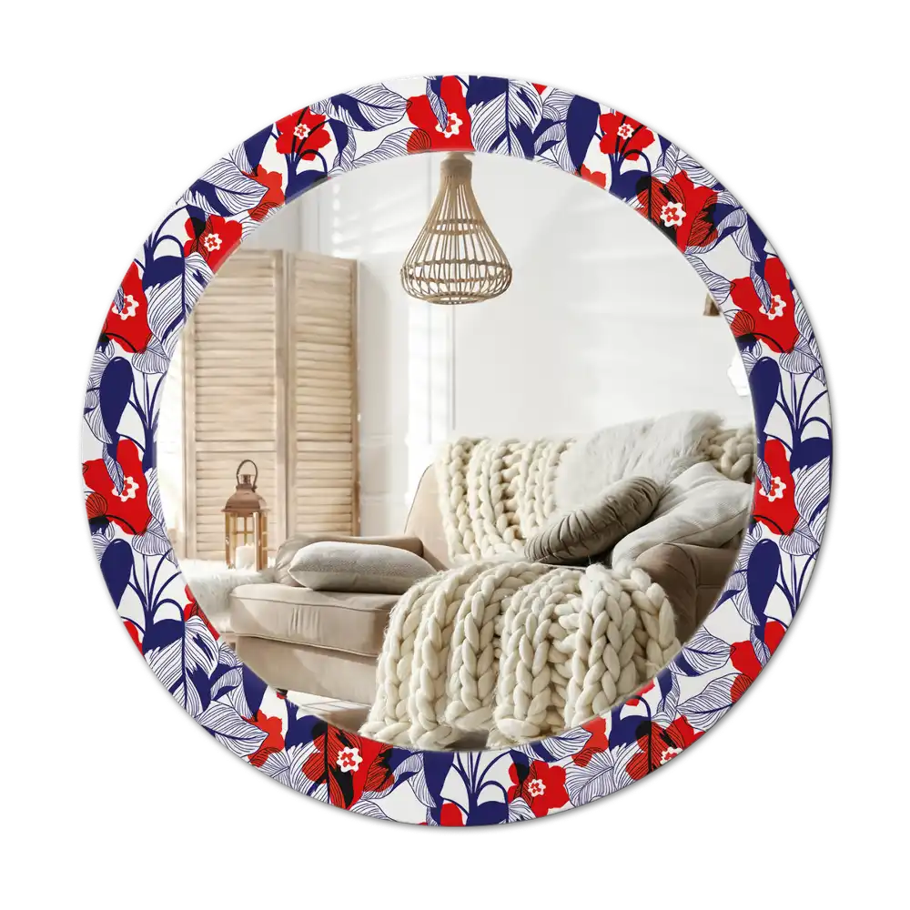 Tiskano okroglo ogledalo Filodendroni