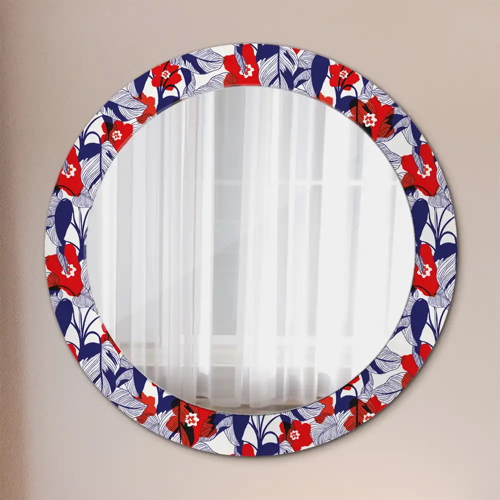 Tiskano okroglo ogledalo Filodendroni