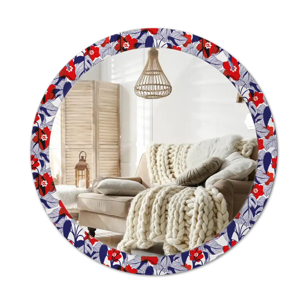 Tiskano okroglo ogledalo Filodendroni