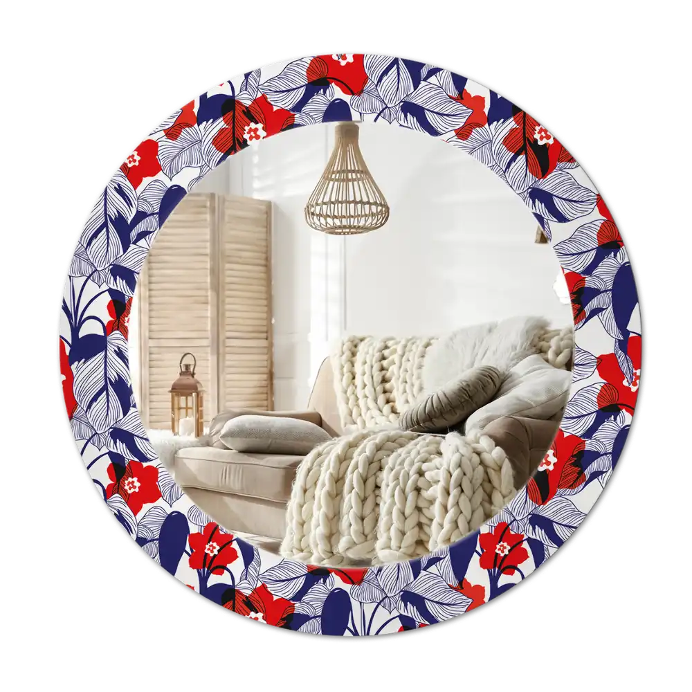 Tiskano okroglo ogledalo Filodendroni