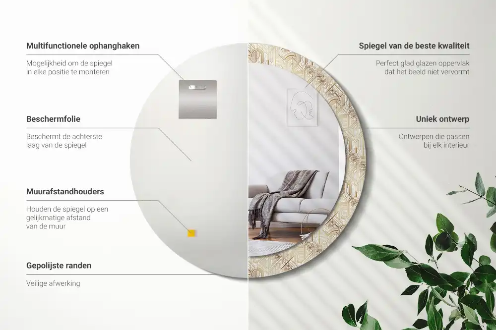 Okroglo okrasno ogledalo Art Deco kompozicija