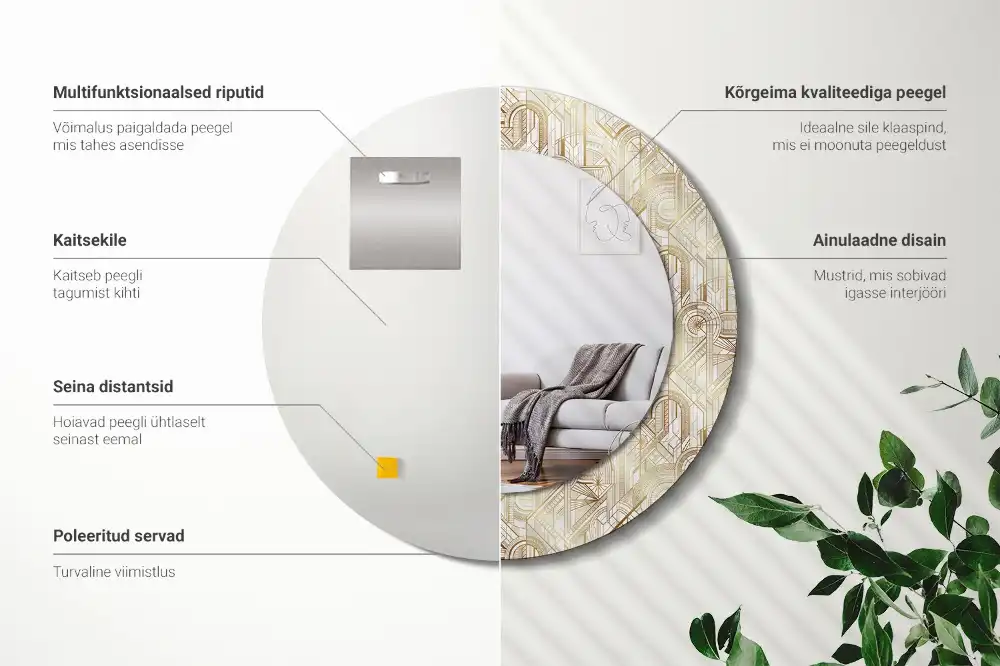 Okroglo okrasno ogledalo Art Deco kompozicija