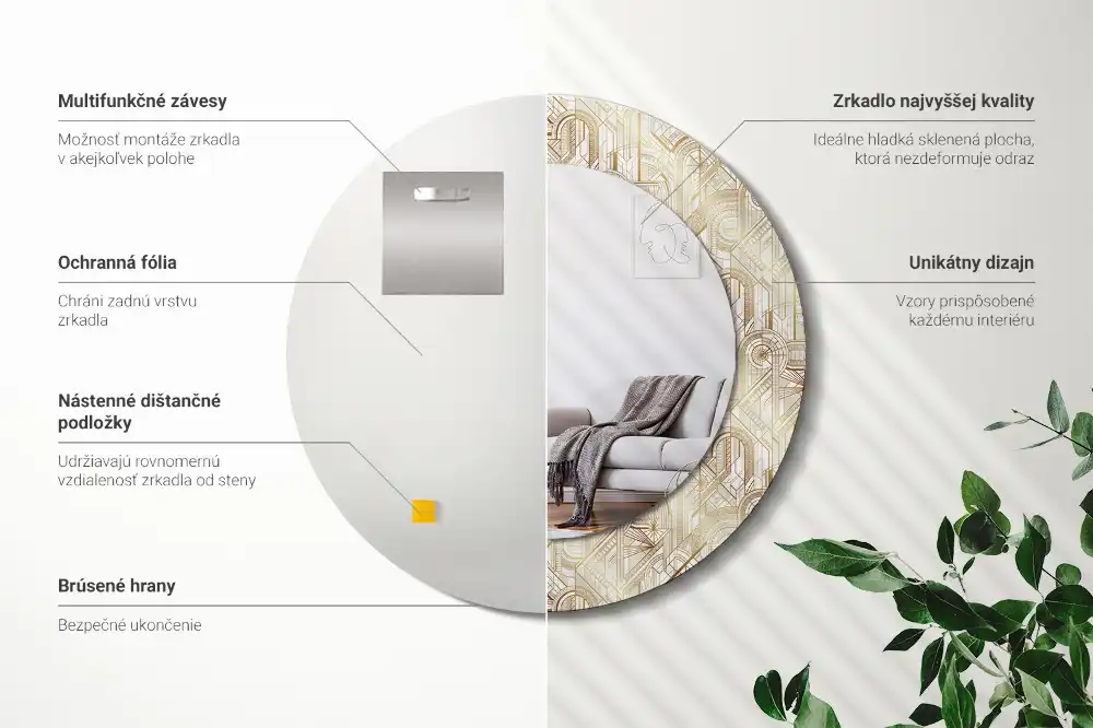 Okroglo okrasno ogledalo Art Deco kompozicija