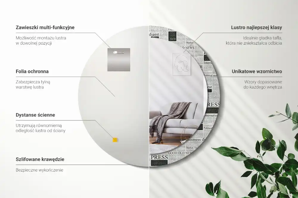 Okroglo stensko okrasno ogledalo Časopisi