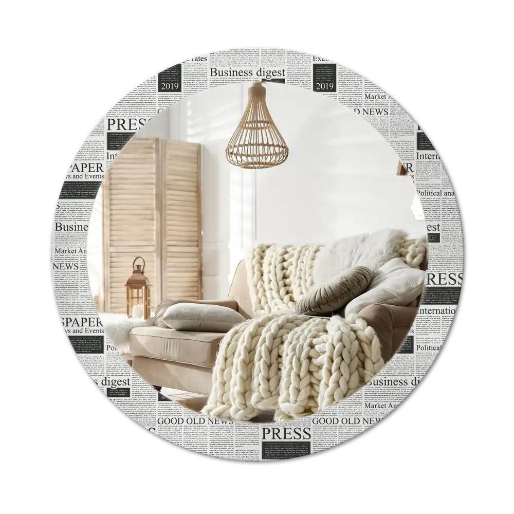 Okroglo stensko okrasno ogledalo Časopisi