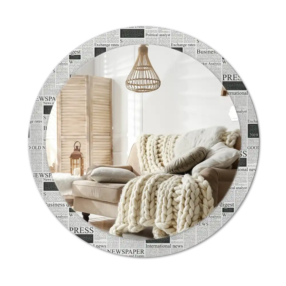 Okroglo stensko okrasno ogledalo Časopisi
