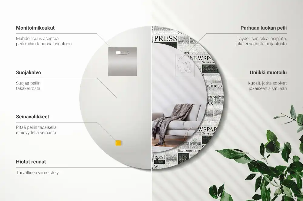 Okroglo stensko okrasno ogledalo Časopisi