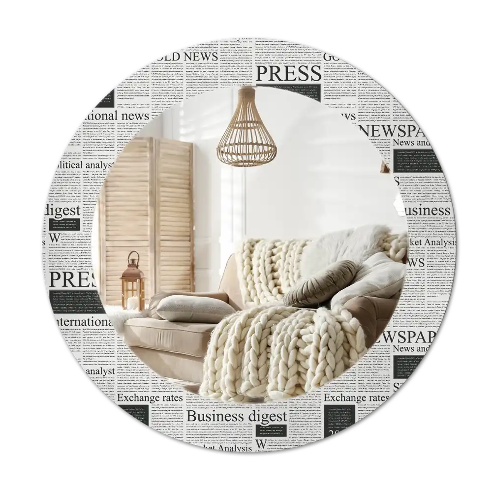 Okroglo stensko okrasno ogledalo Časopisi