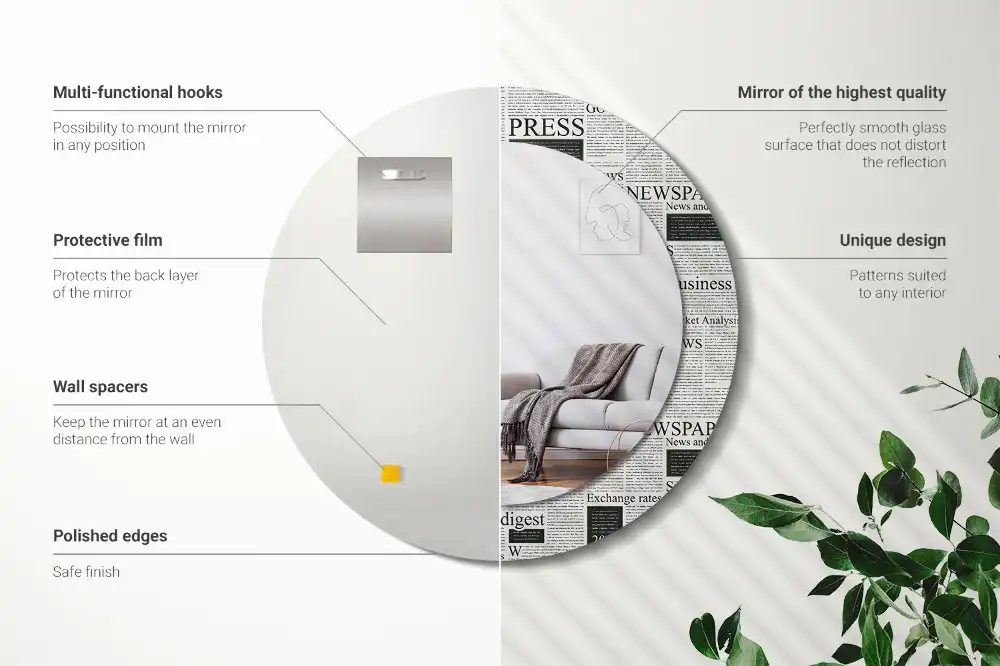 Okroglo stensko okrasno ogledalo Časopisi