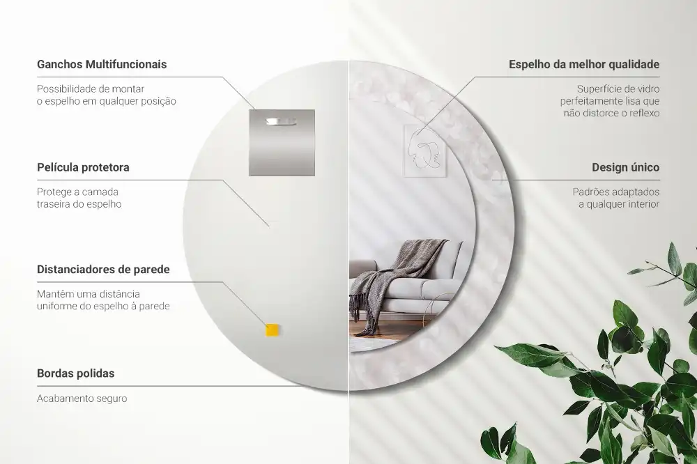 Tiskano okroglo ogledalo Rokoko tekstura