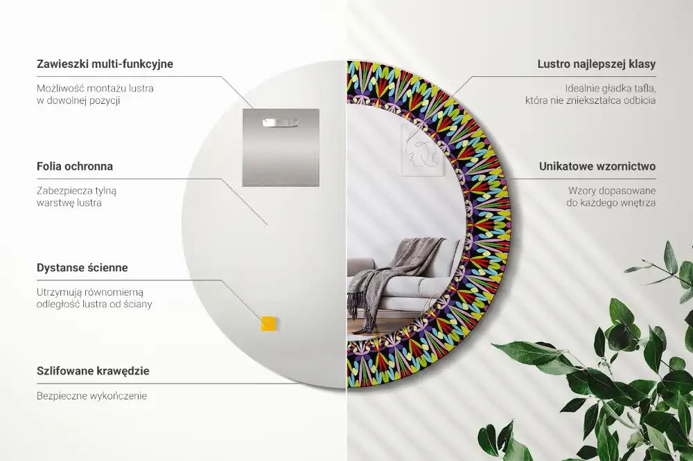 Okroglo okrasno ogledalo Vzorec mandale