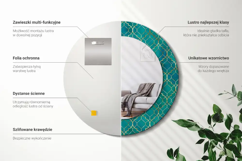 Okroglo okrasno ogledalo Barvna sestava