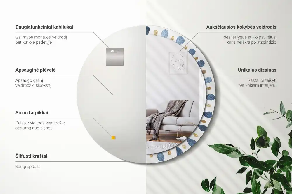 Okroglo stensko okrasno ogledalo Lunina mandala