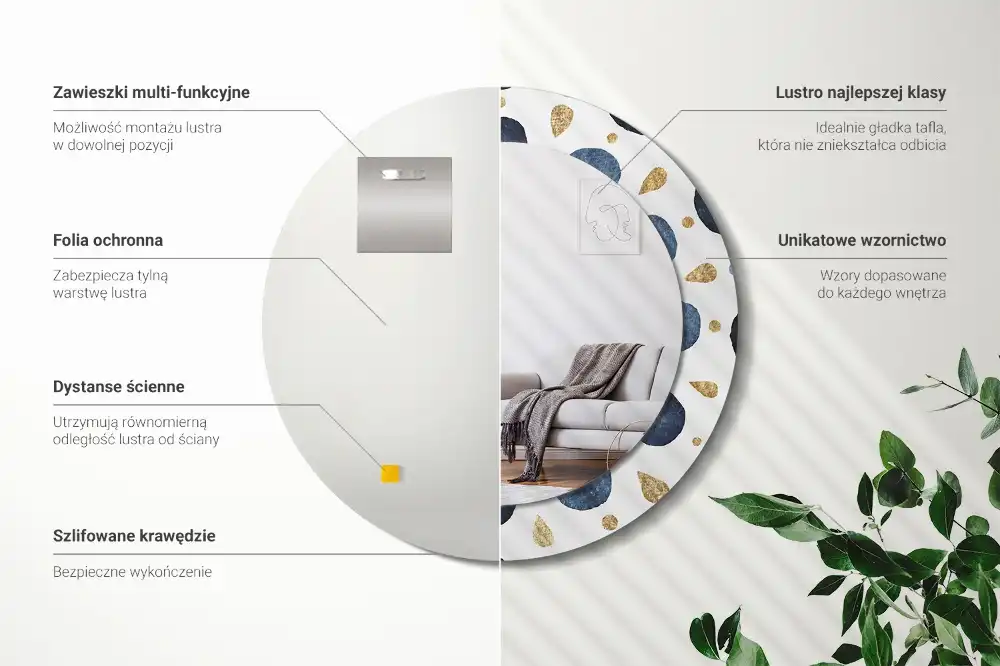 Okroglo stensko okrasno ogledalo Lunina mandala