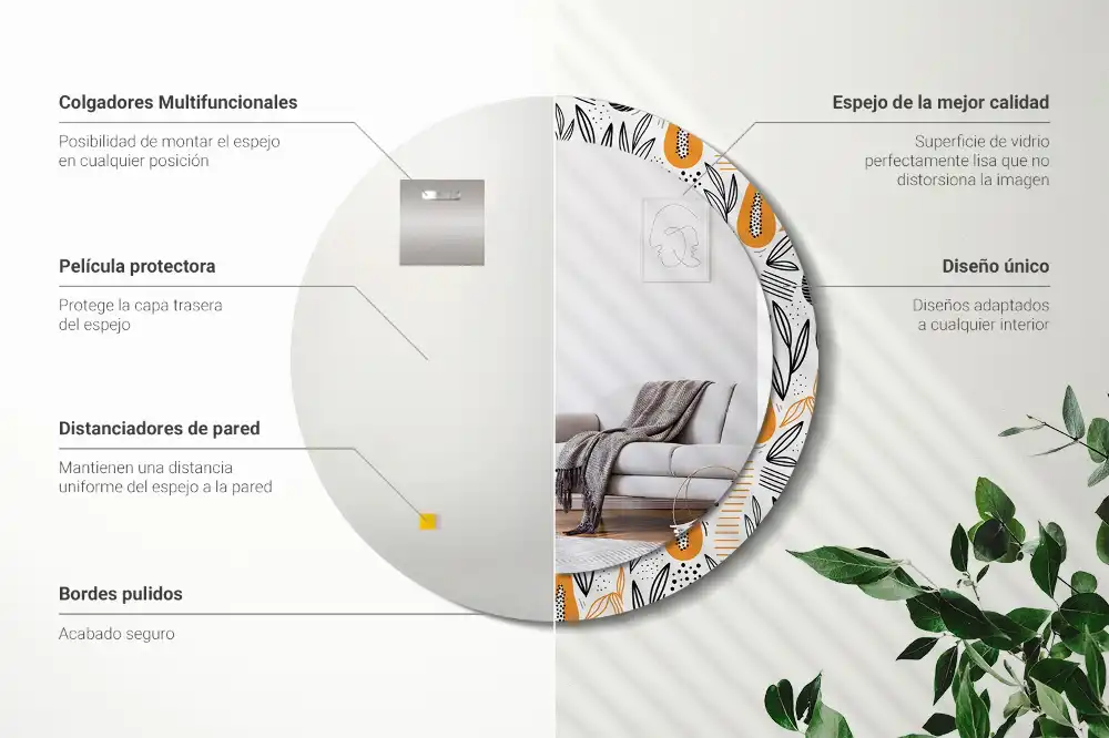 Okroglo okrasno ogledalo Papaje