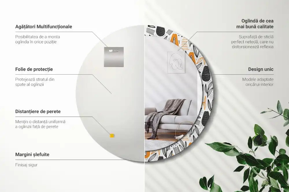 Okroglo okrasno ogledalo Papaje