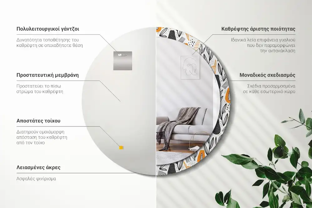 Okroglo okrasno ogledalo Papaje