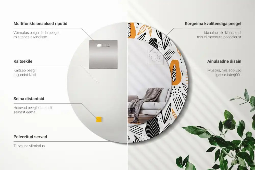 Okroglo okrasno ogledalo Papaje