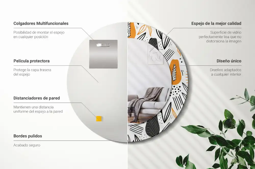 Okroglo okrasno ogledalo Papaje