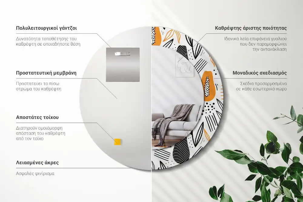 Okroglo okrasno ogledalo Papaje