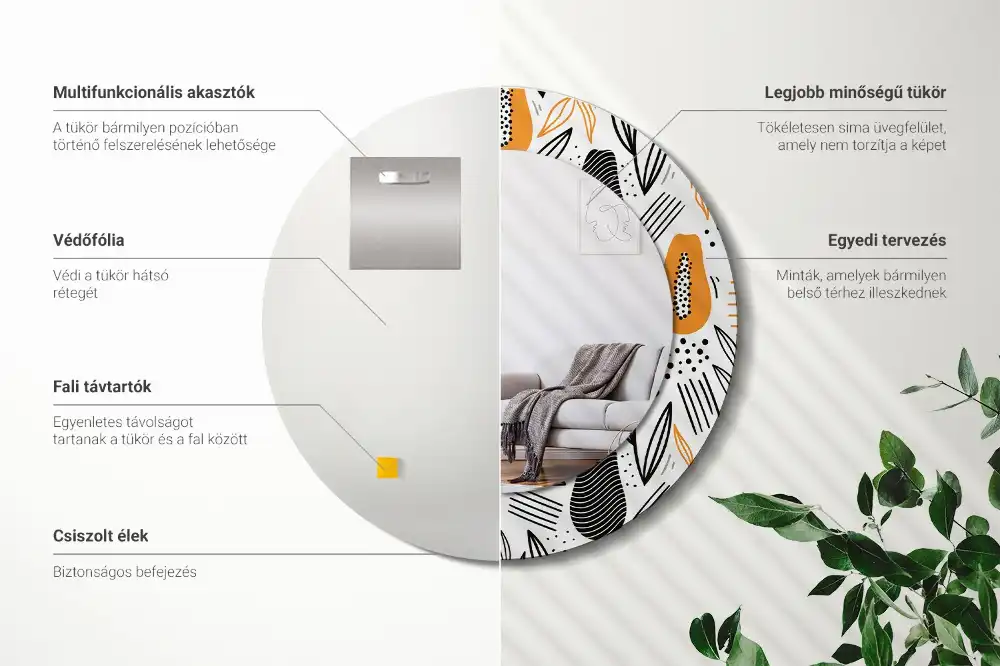 Okroglo okrasno ogledalo Papaje