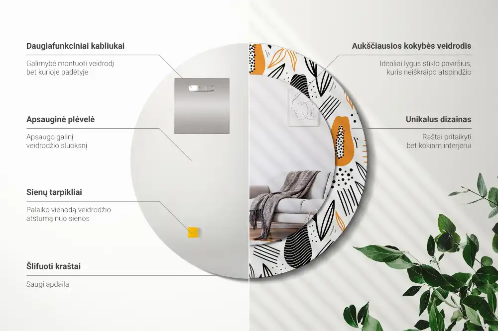 Okroglo okrasno ogledalo Papaje