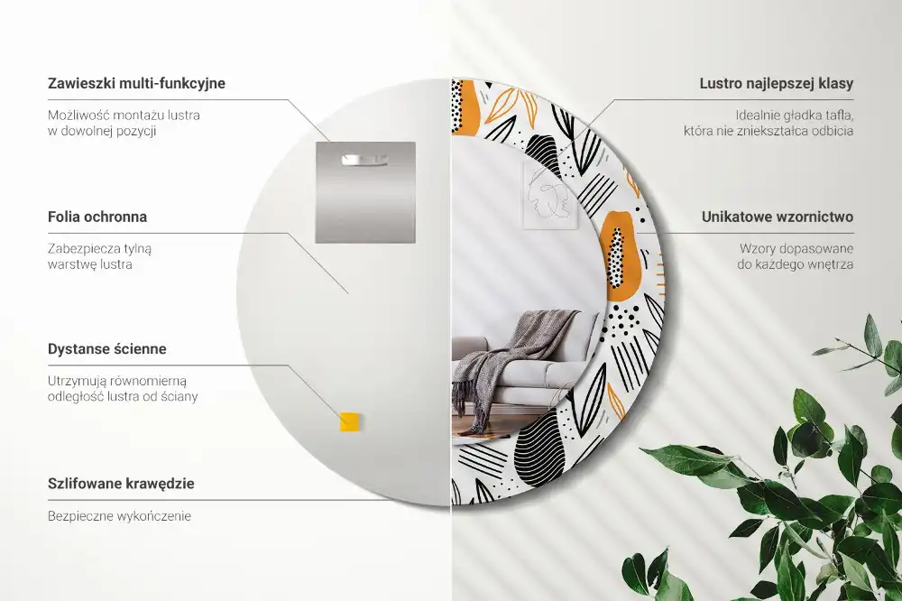 Okroglo okrasno ogledalo Papaje