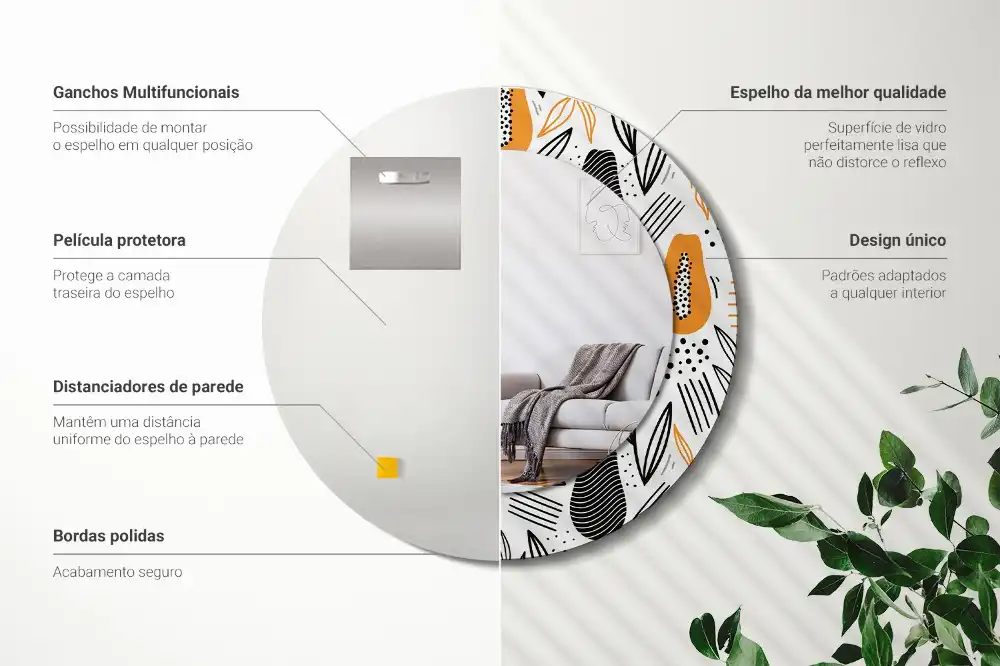 Okroglo okrasno ogledalo Papaje