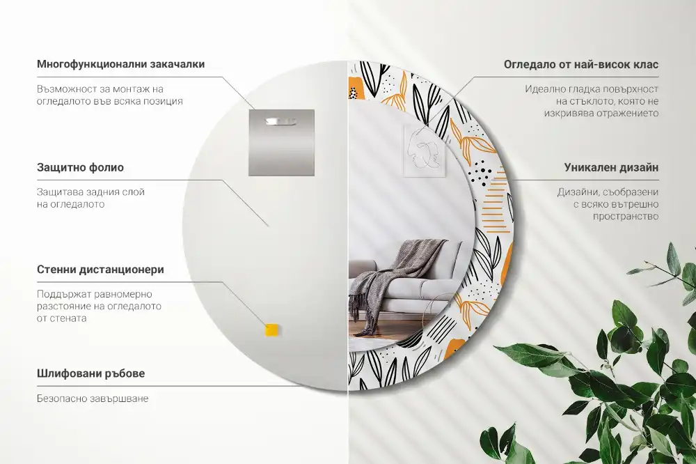 Okroglo okrasno ogledalo Papaje