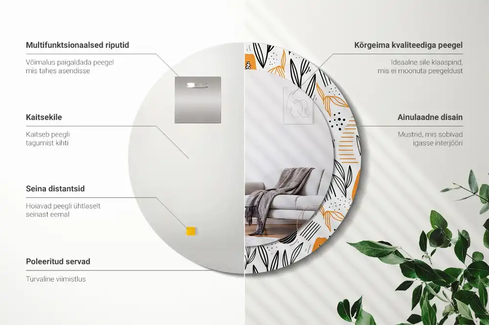 Okroglo okrasno ogledalo Papaje