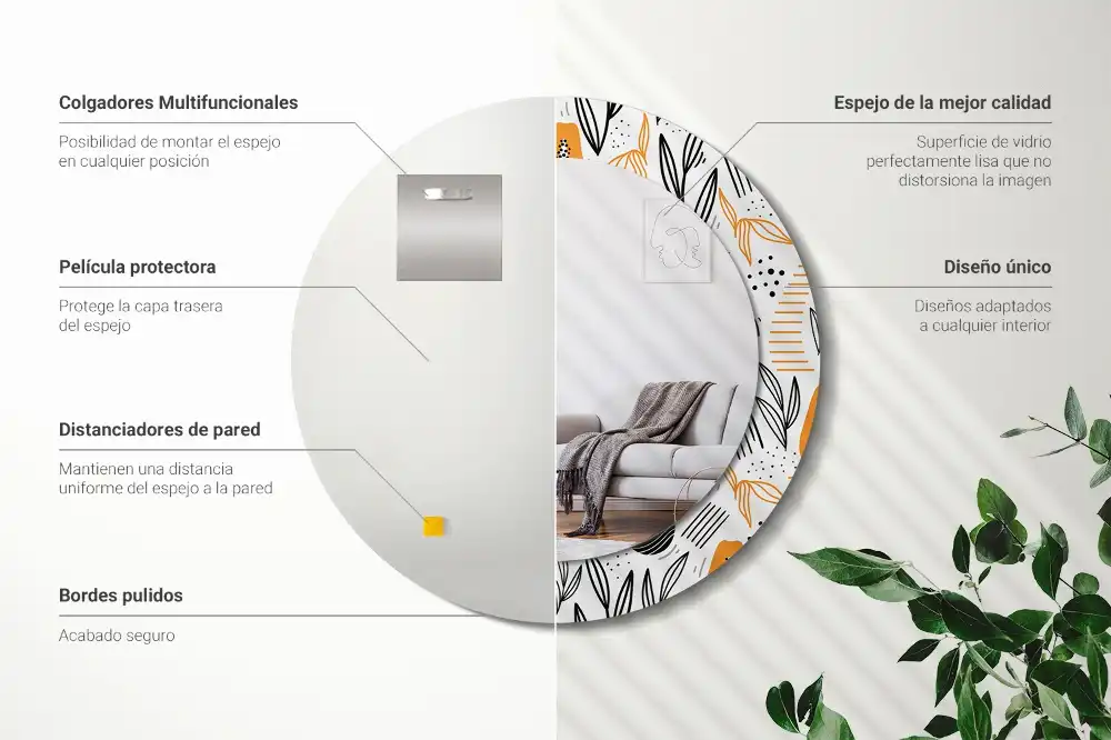 Okroglo okrasno ogledalo Papaje