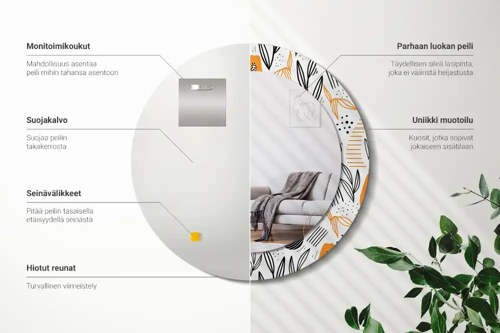 Okroglo okrasno ogledalo Papaje