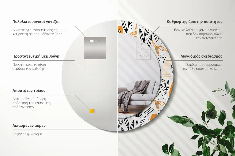 Okroglo okrasno ogledalo Papaje