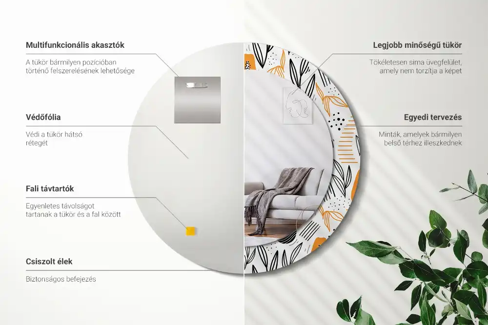 Okroglo okrasno ogledalo Papaje