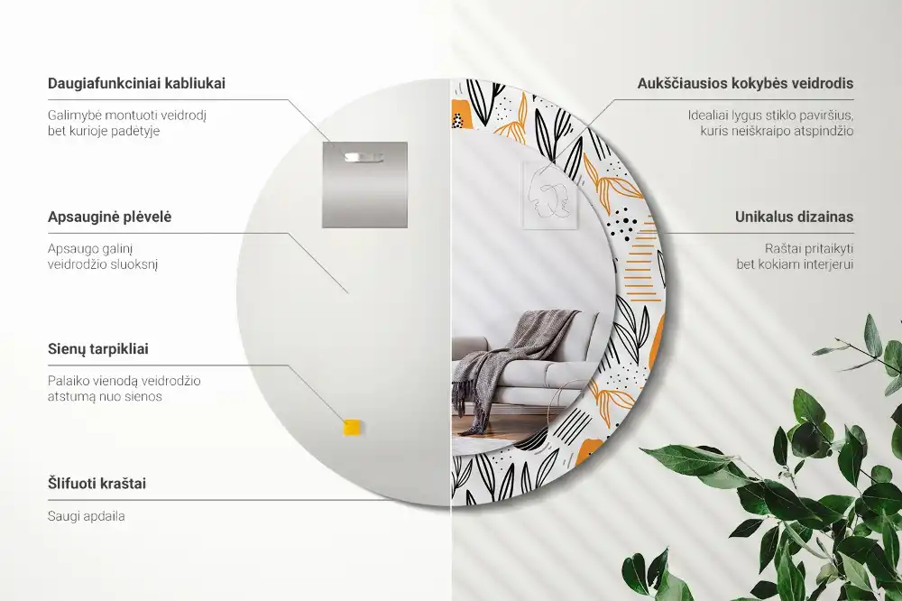 Okroglo okrasno ogledalo Papaje