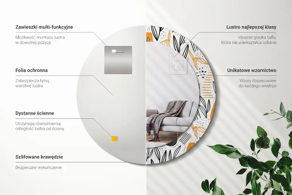 Okroglo okrasno ogledalo Papaje