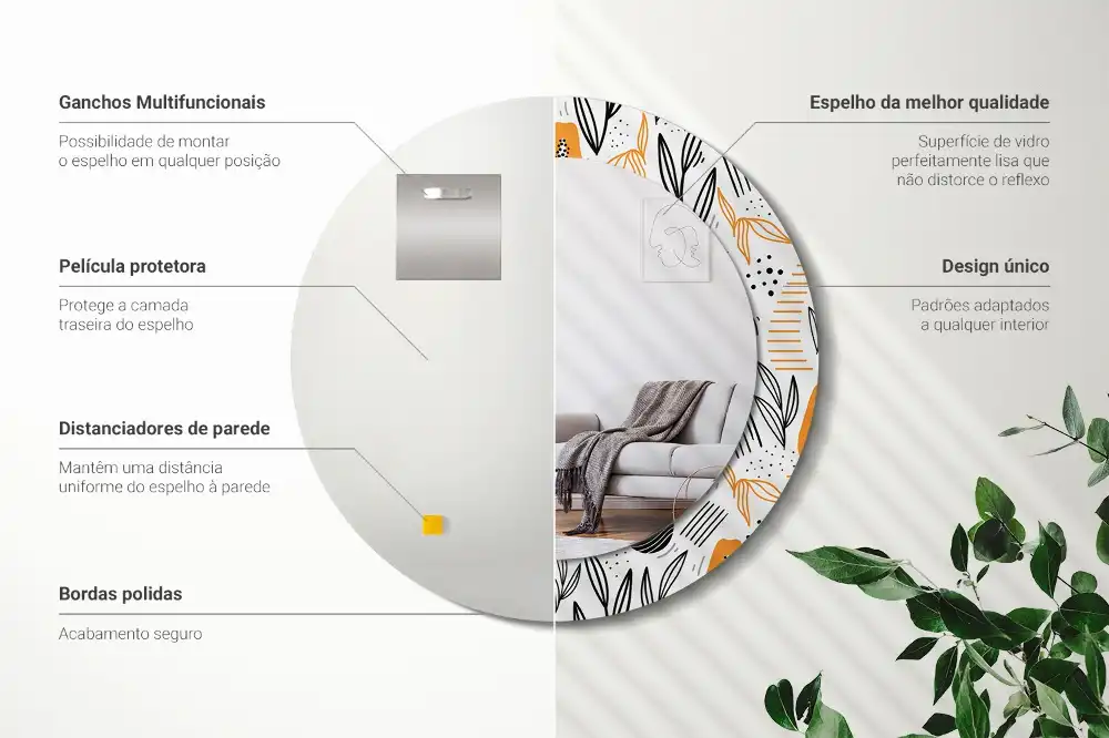 Okroglo okrasno ogledalo Papaje