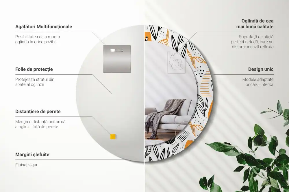 Okroglo okrasno ogledalo Papaje