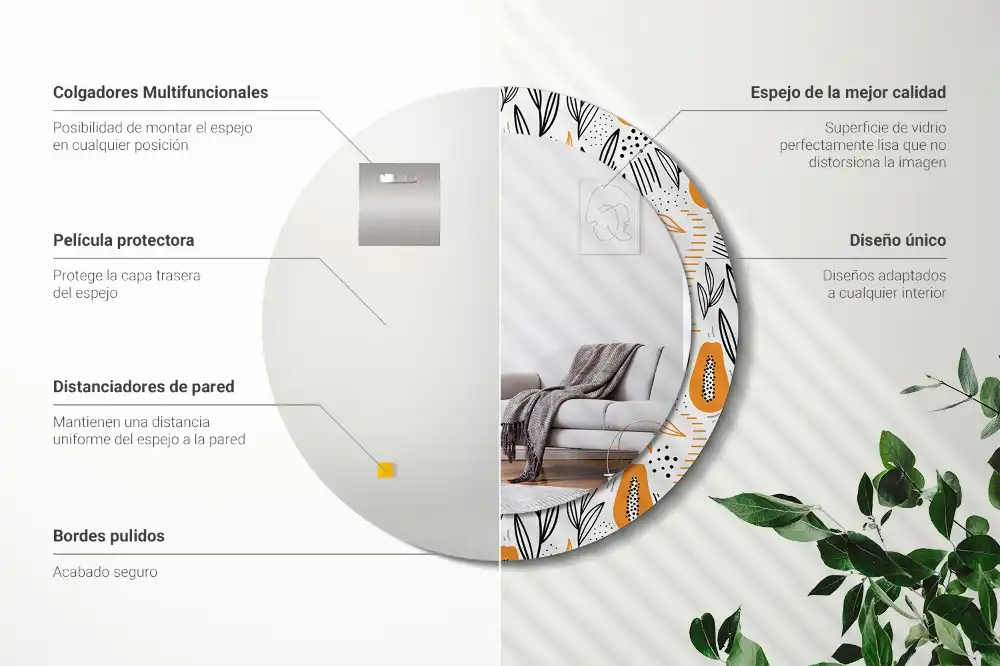 Okroglo okrasno ogledalo Papaje