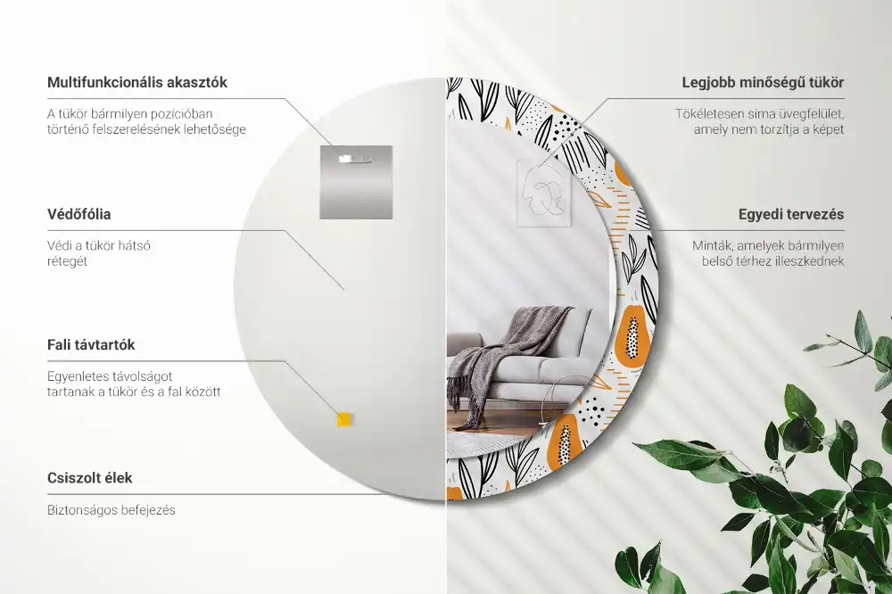 Okroglo okrasno ogledalo Papaje