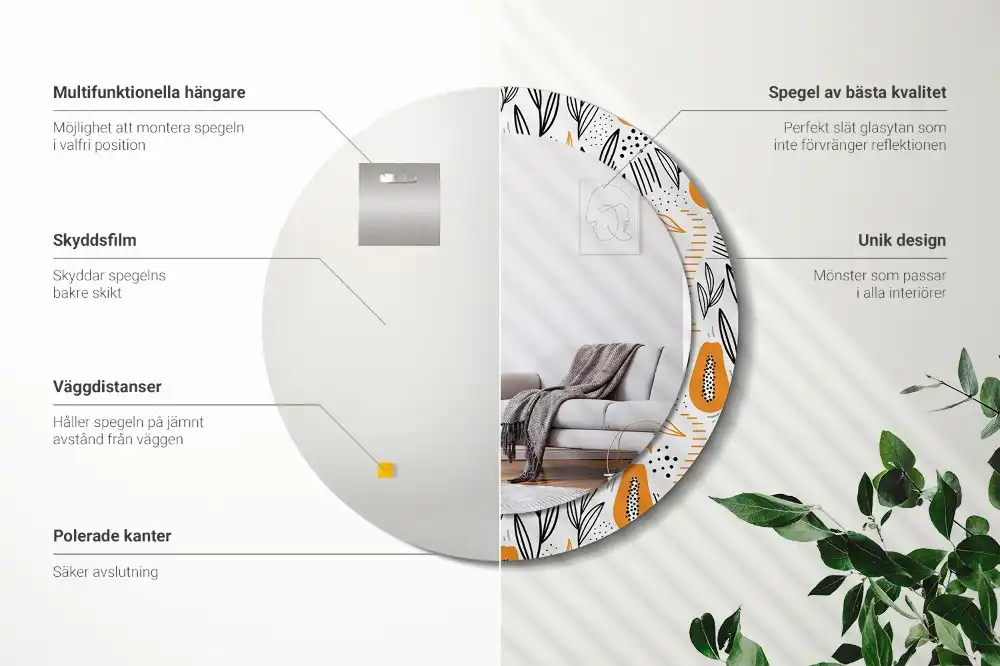 Okroglo okrasno ogledalo Papaje